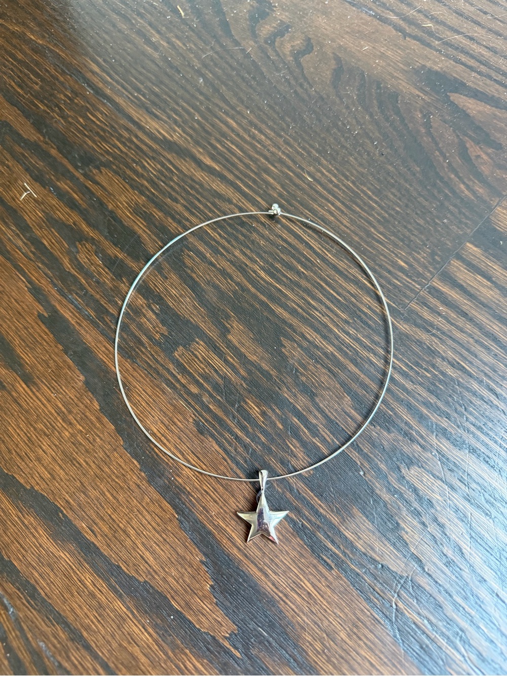 Silver tone Star Pendant Choker Necklace